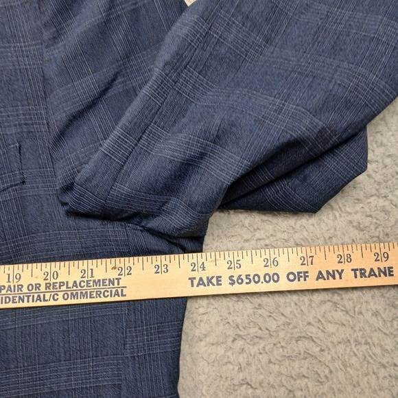 Hart Schaffner Marx Men's 48R Blue Plaid Wool Blazer Sport Coat Made in USA Read - Picture 5 of 8